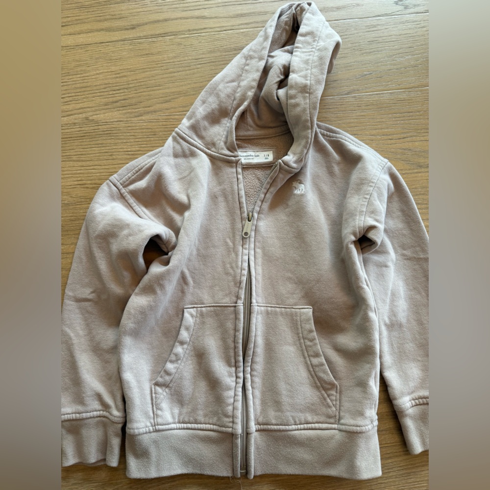Taupe Zip-Up Hoodie Abercrombie side 7/8 boys